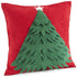 Handmade Christmas Pillow in Hand Felted Wool - Tree on Red - 20" / 14" - ARCADIA HOME